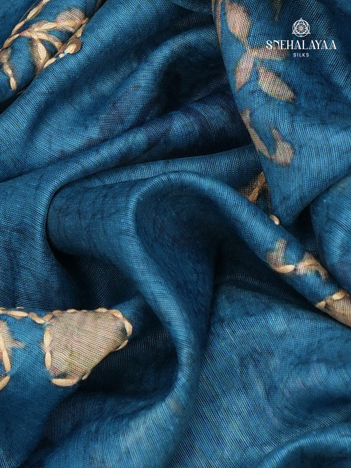 Pastel Blue Linen Embroidery Saree