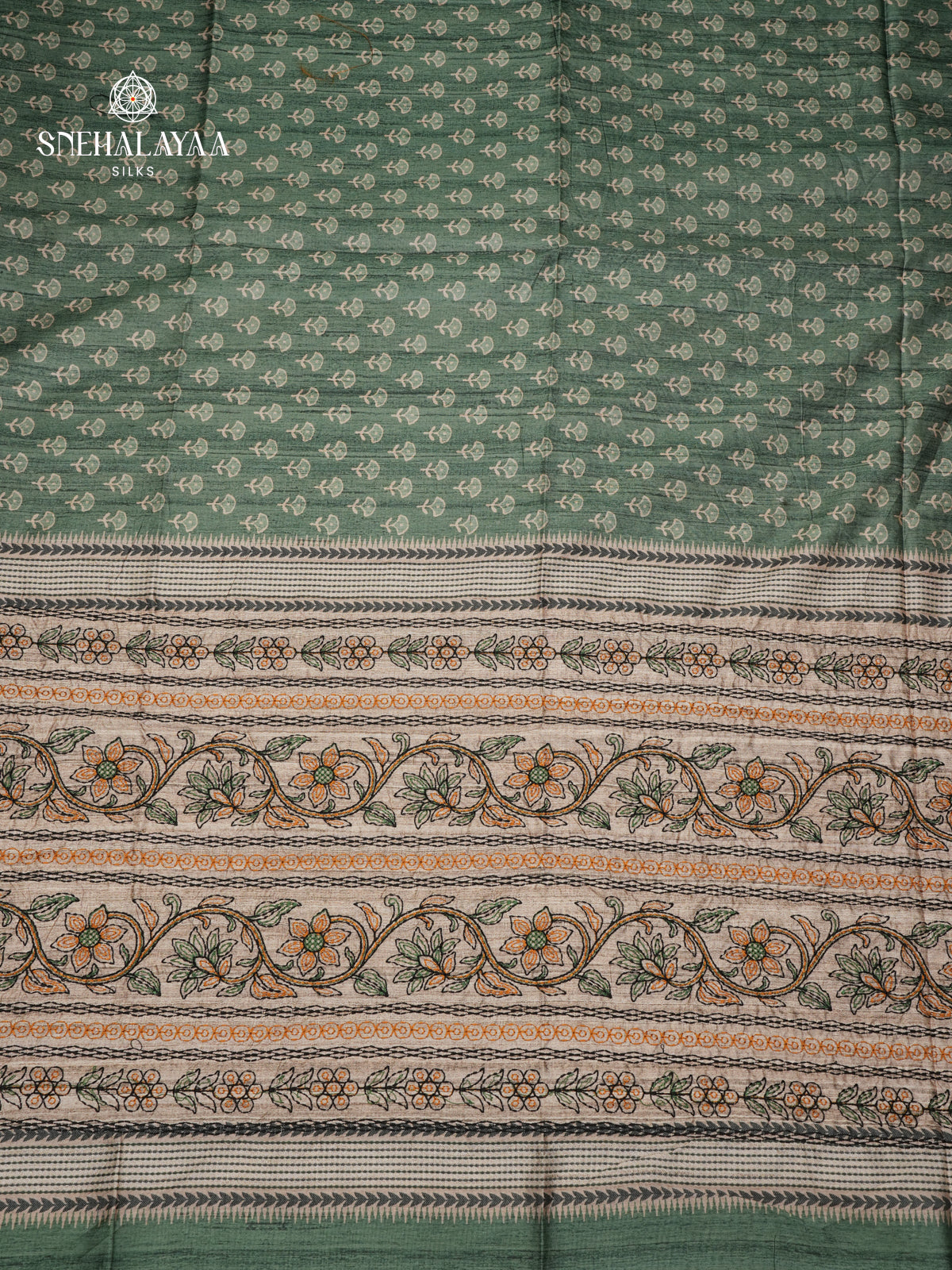 Pastel Green Tussar Embroidery Saree