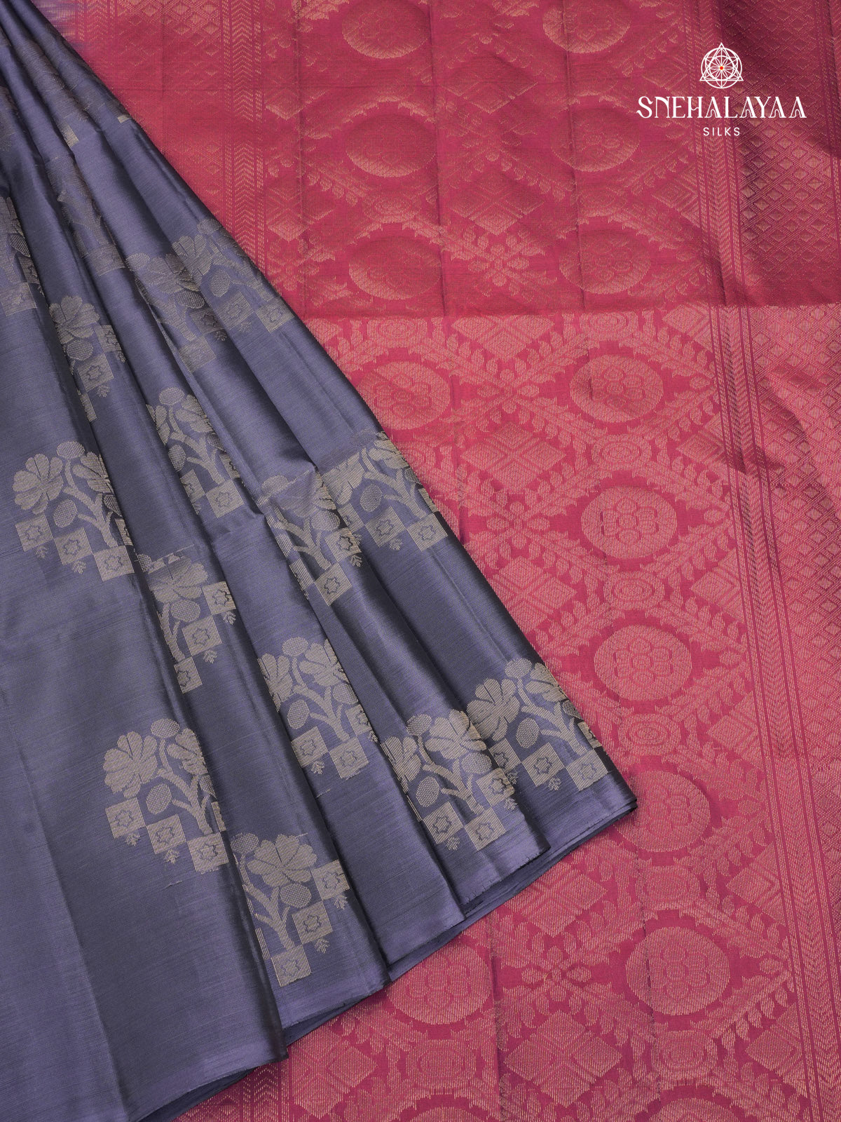 Grey Kanjivaram Soft Silk Saree