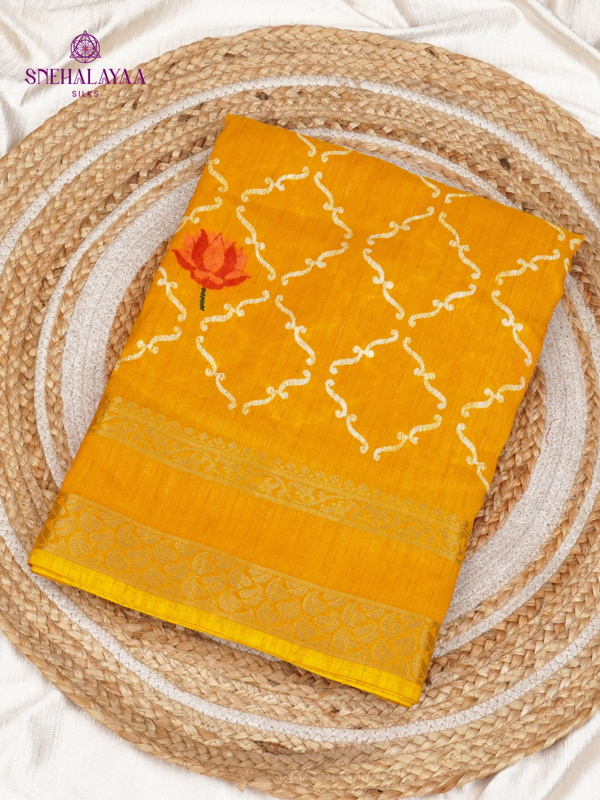 Mango Yellow Dola Silk Saree