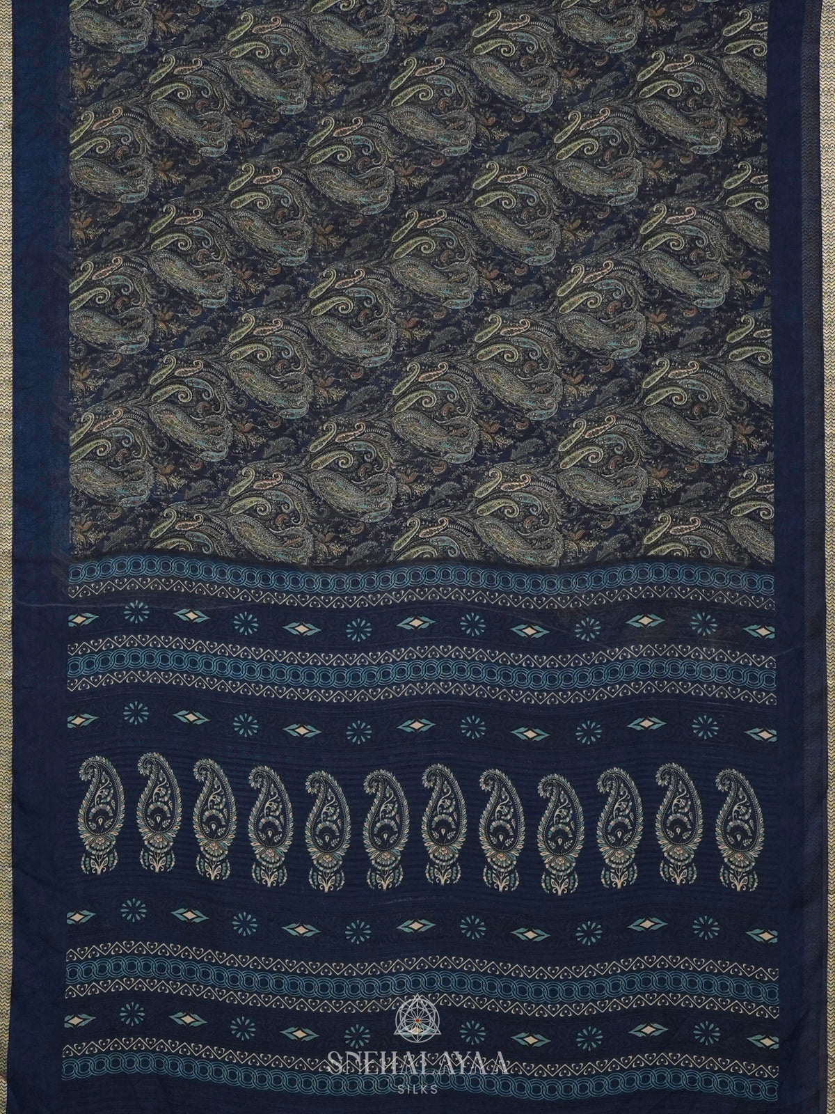 Navy Blue Chiffon Saree