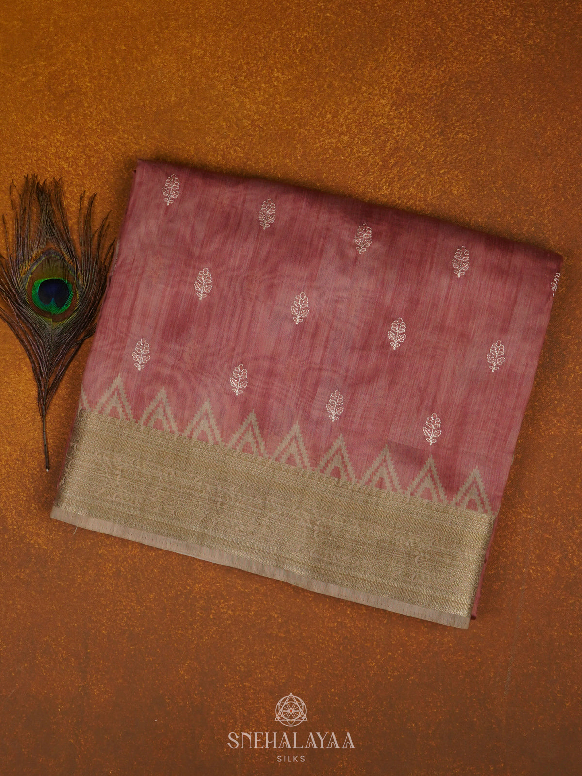 Pale Pink Munga Tussar Saree