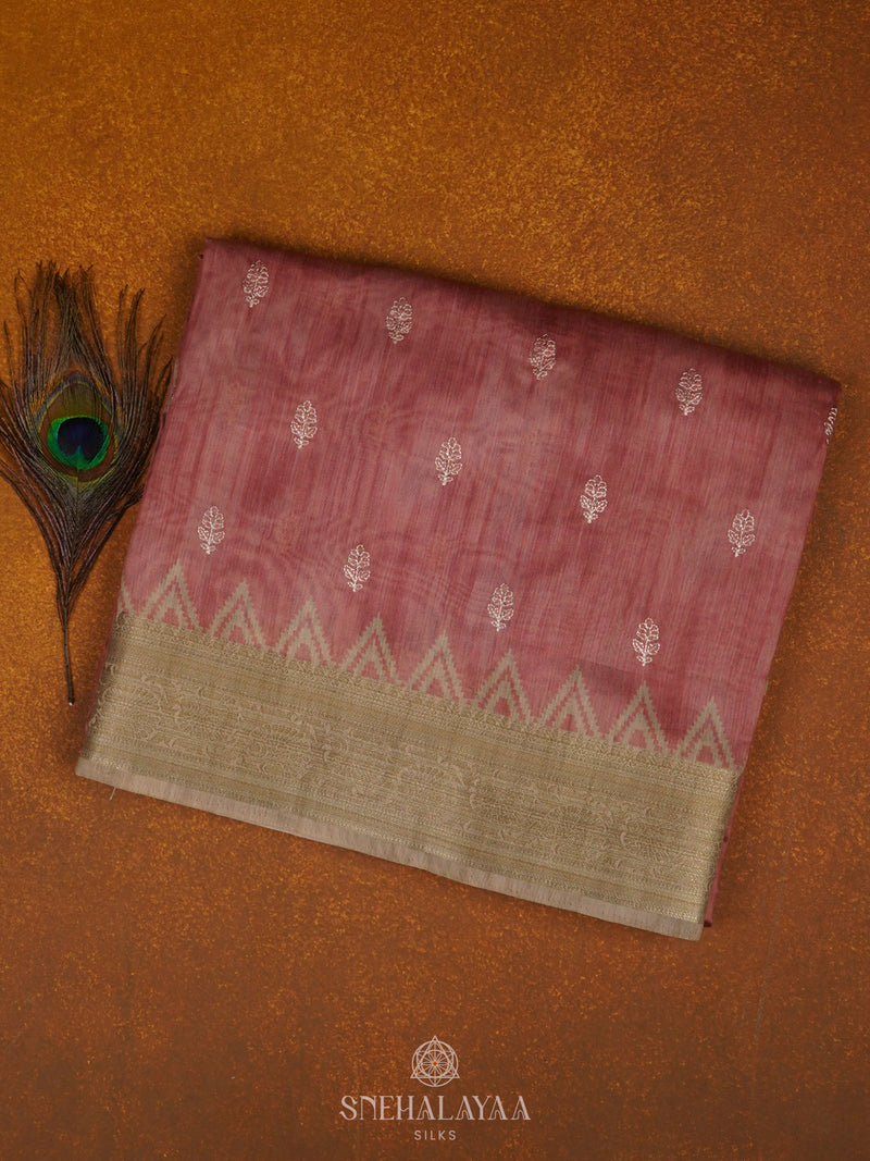 Pale Pink Munga Tussar Saree