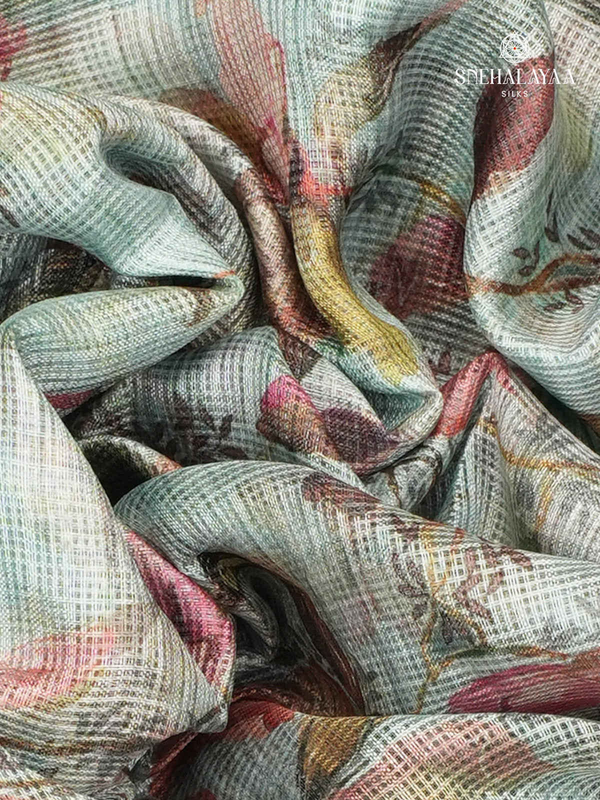 Teal Blue Printed Kota Saree