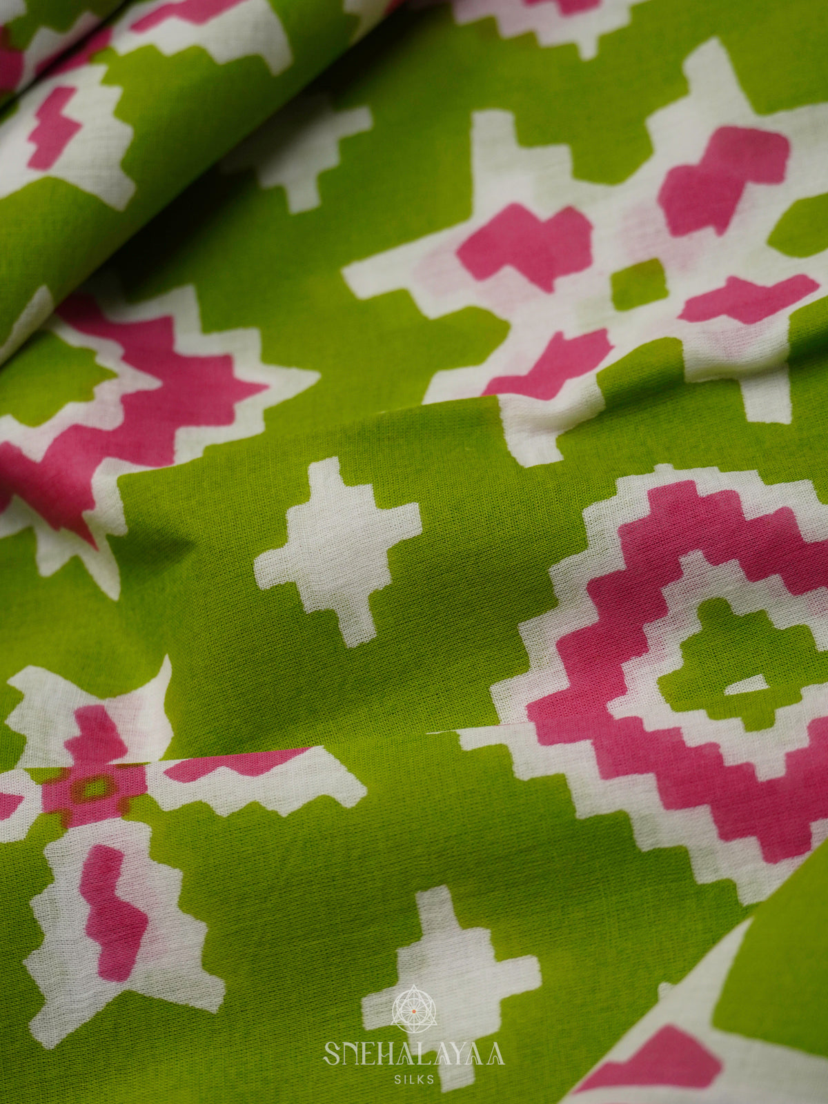 Olive Green Jaipur Cotton Saree