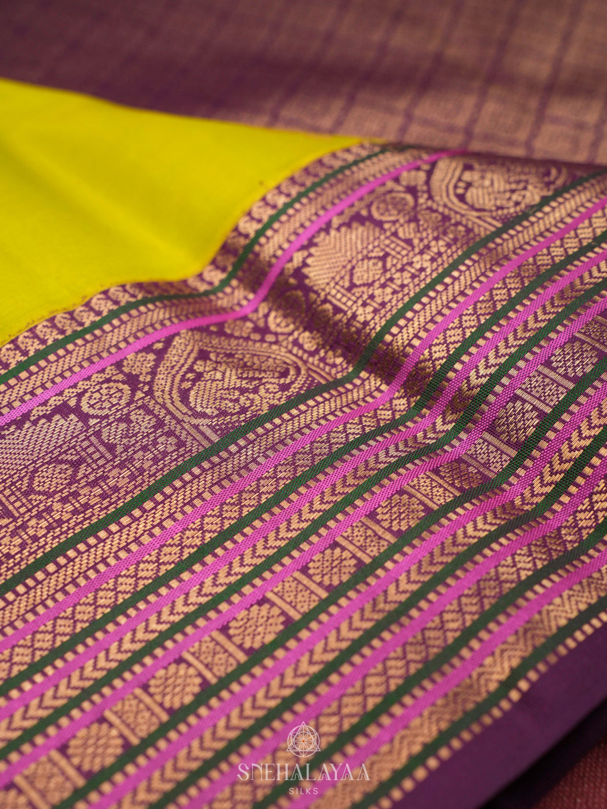 Lime Green Kanjivaram Silk Saree