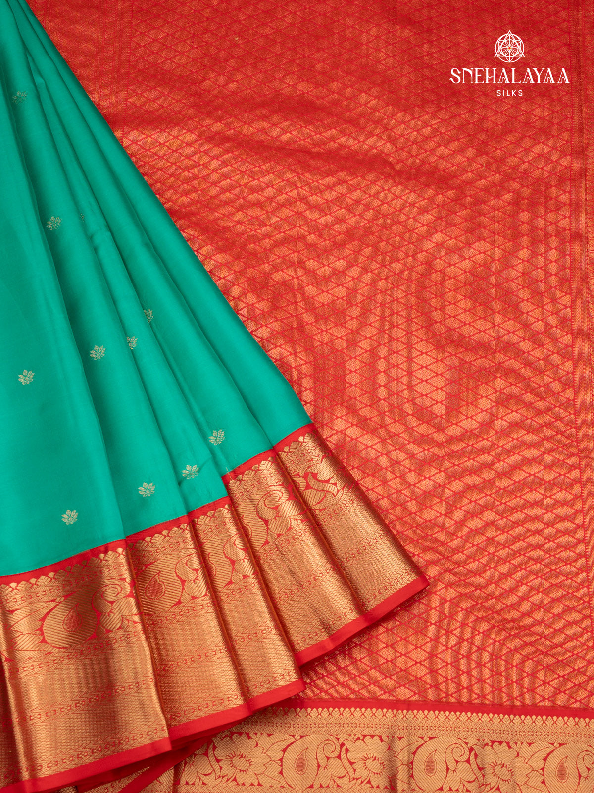Teal Green Korvai Kanjivaram Silk Saree