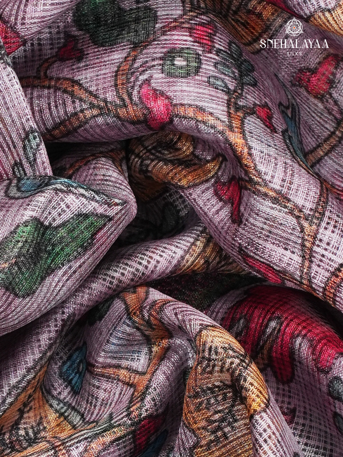 Lavender Printed Kota Saree