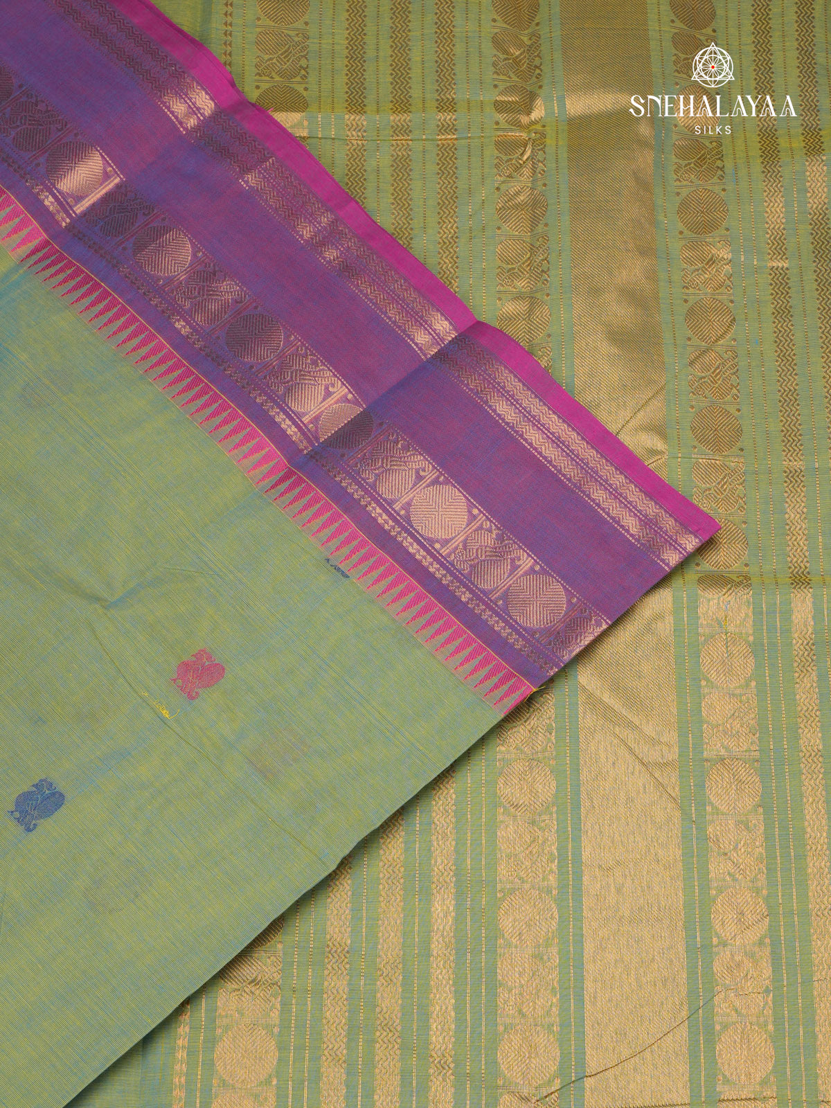 Teal Green Kanchi Cotton Saree