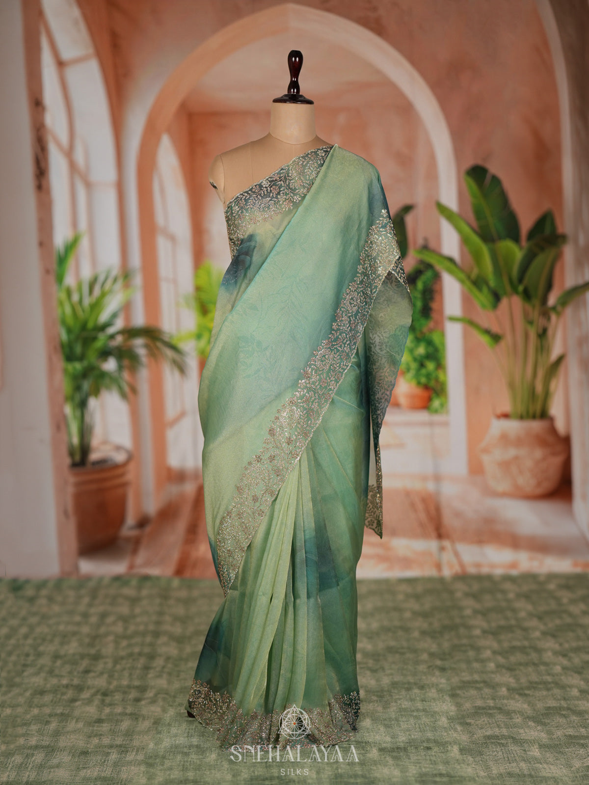 Green Designer Saree