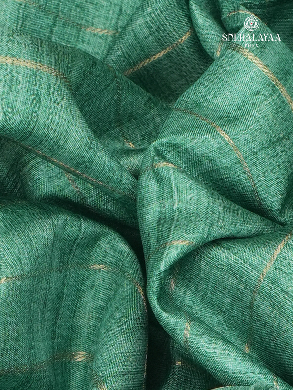 Teal Green Kalamkari Tussar Saree