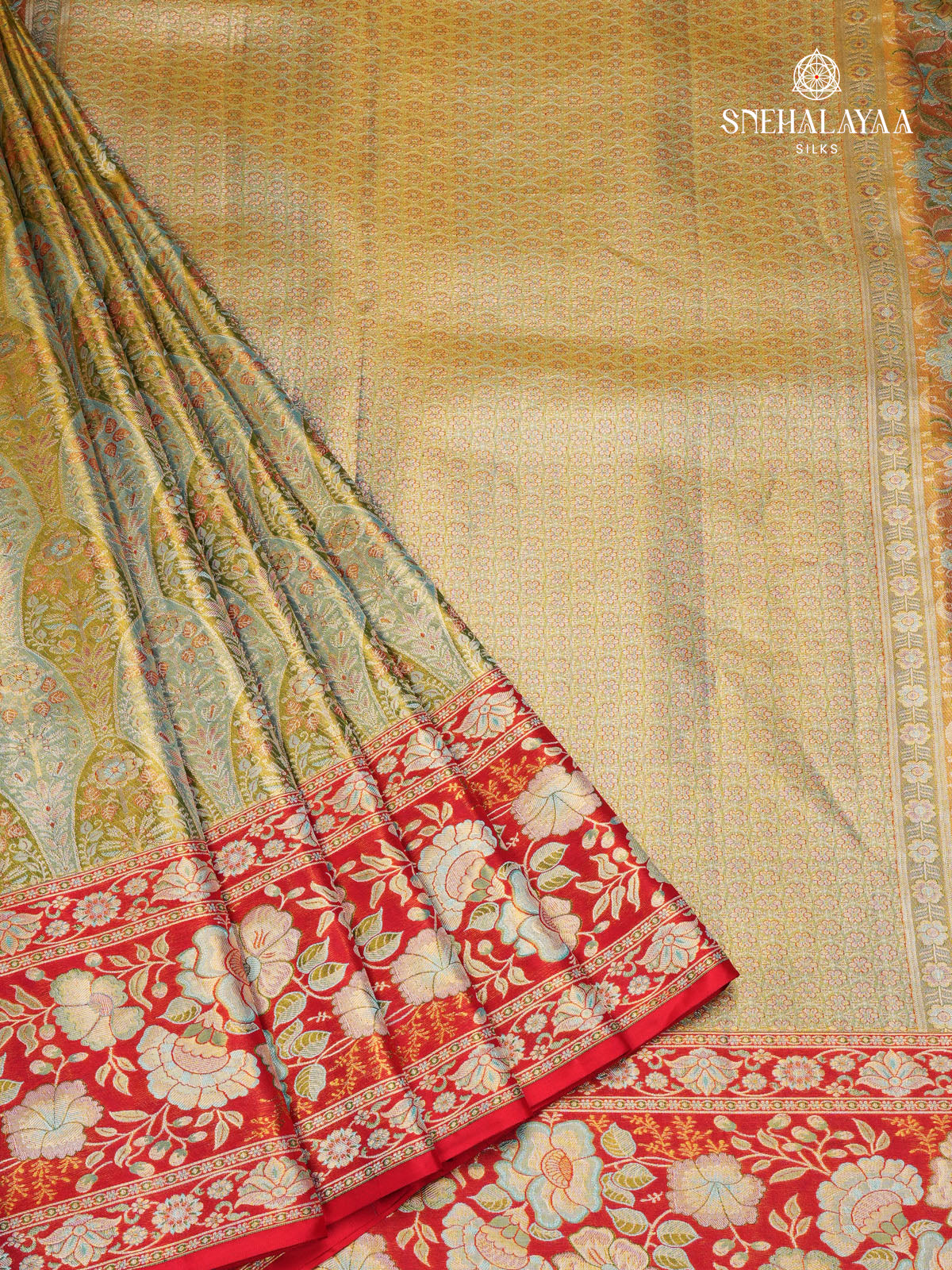 Golden Kanjivaram Tissue Silk Saree