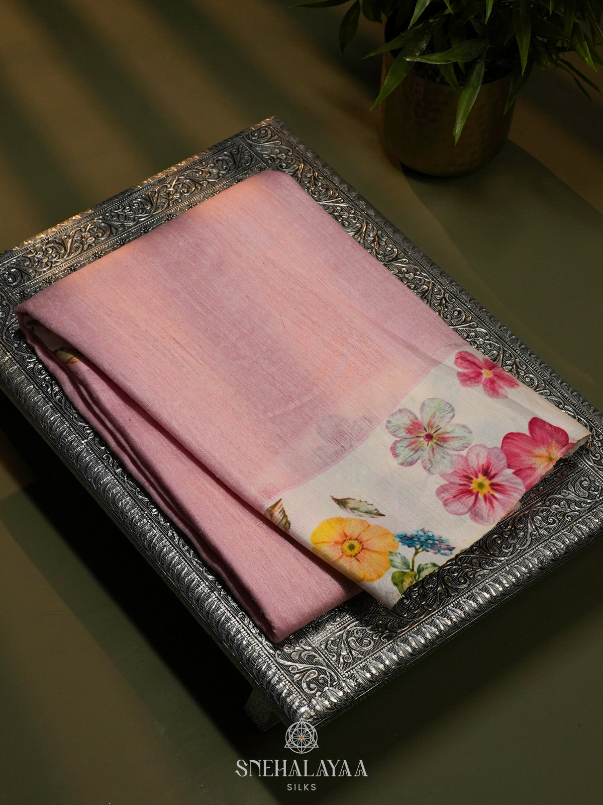 Pale Pink Matka Jute Saree