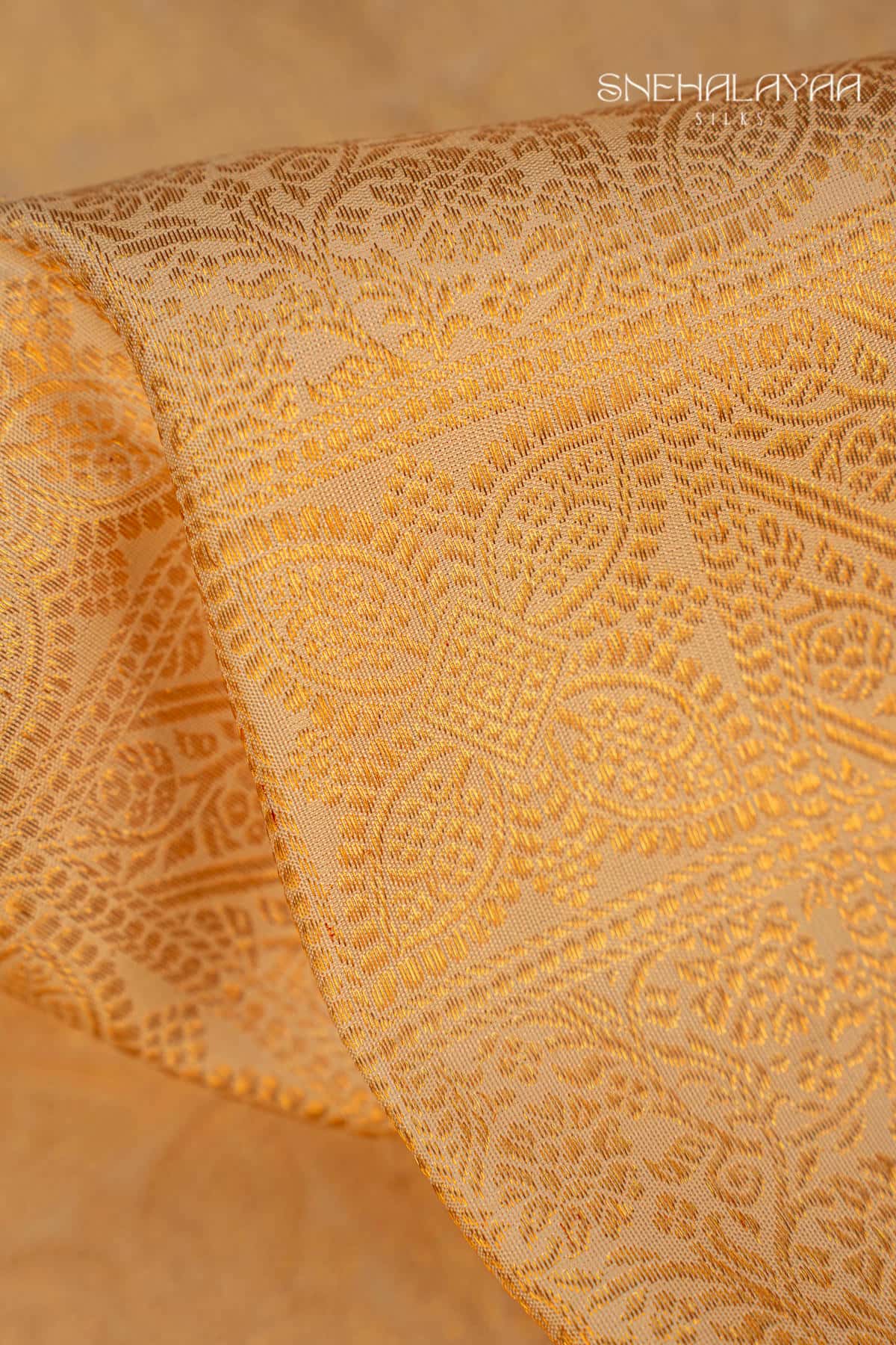 Cream Kancheevaram Wedding Silk Saree