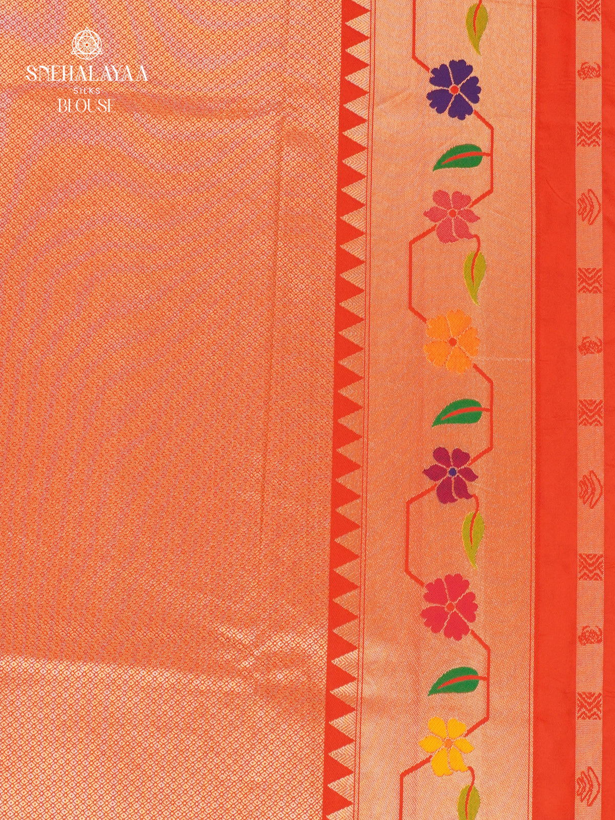 Rust Orange Tissue Paithani Saree