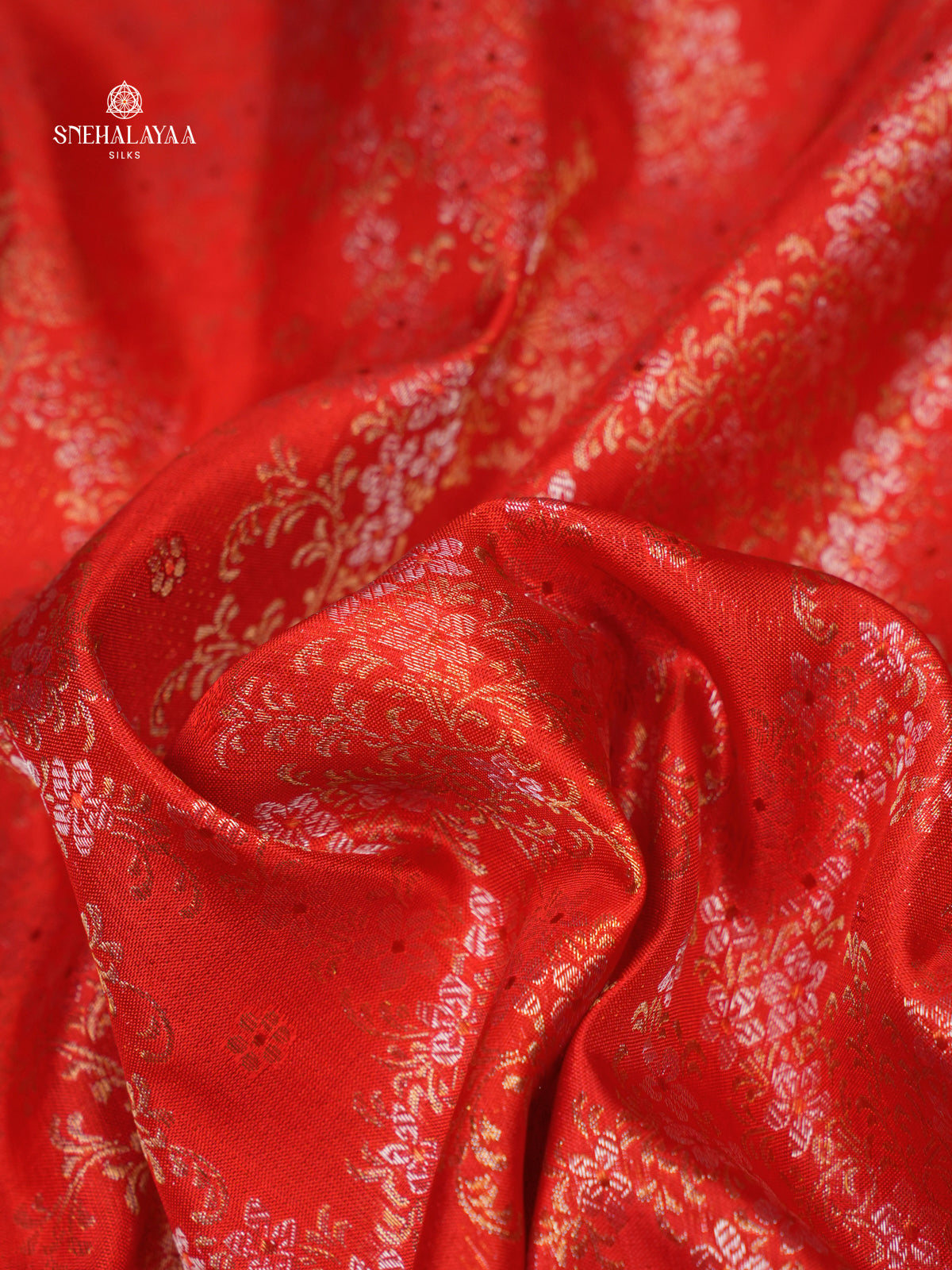 Vermilion Red Kanjivaram silk saree