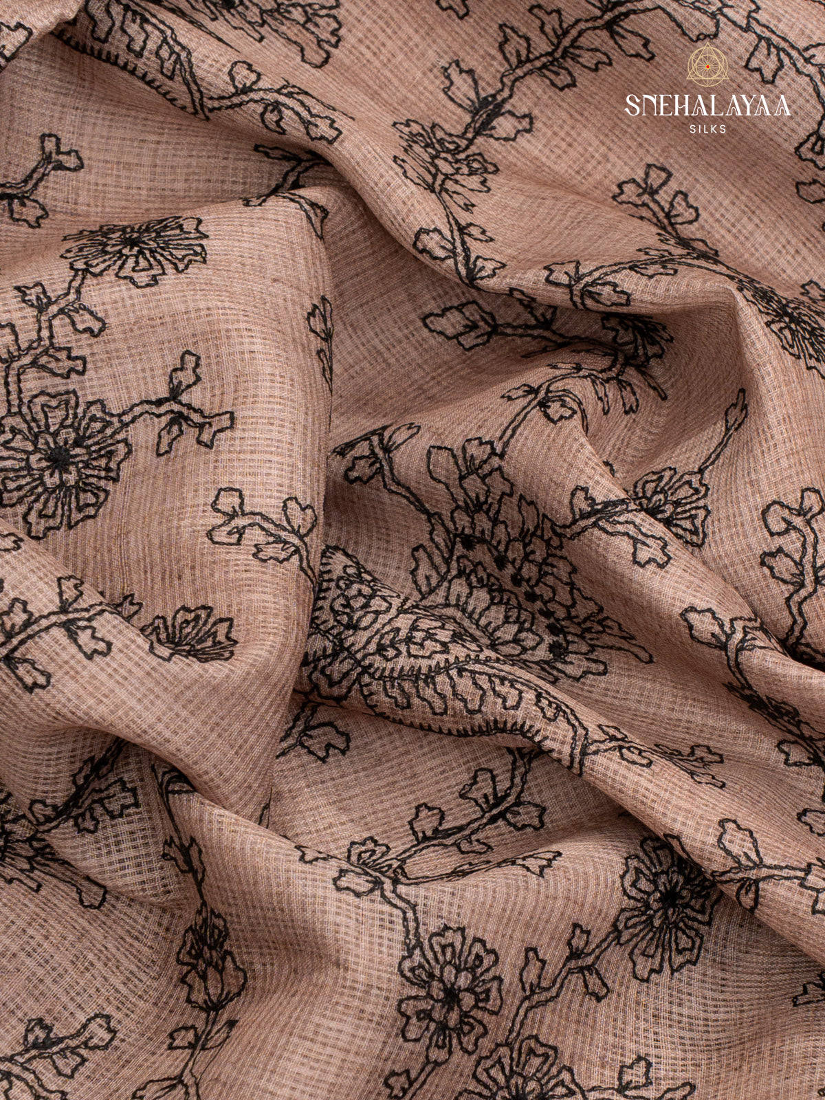 Brown Kota Embroidery Saree