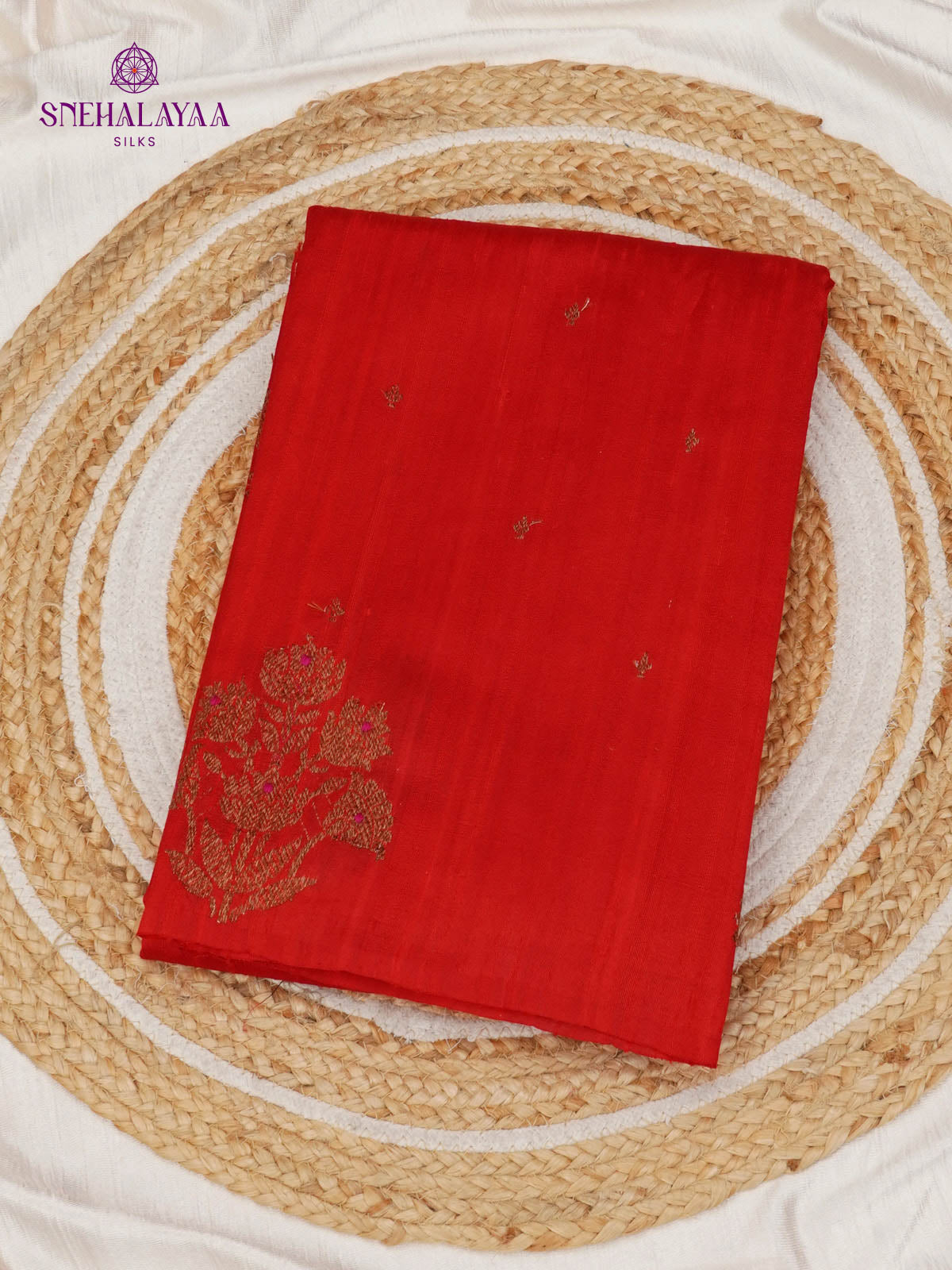 Red Banaras Raw Silk Saree