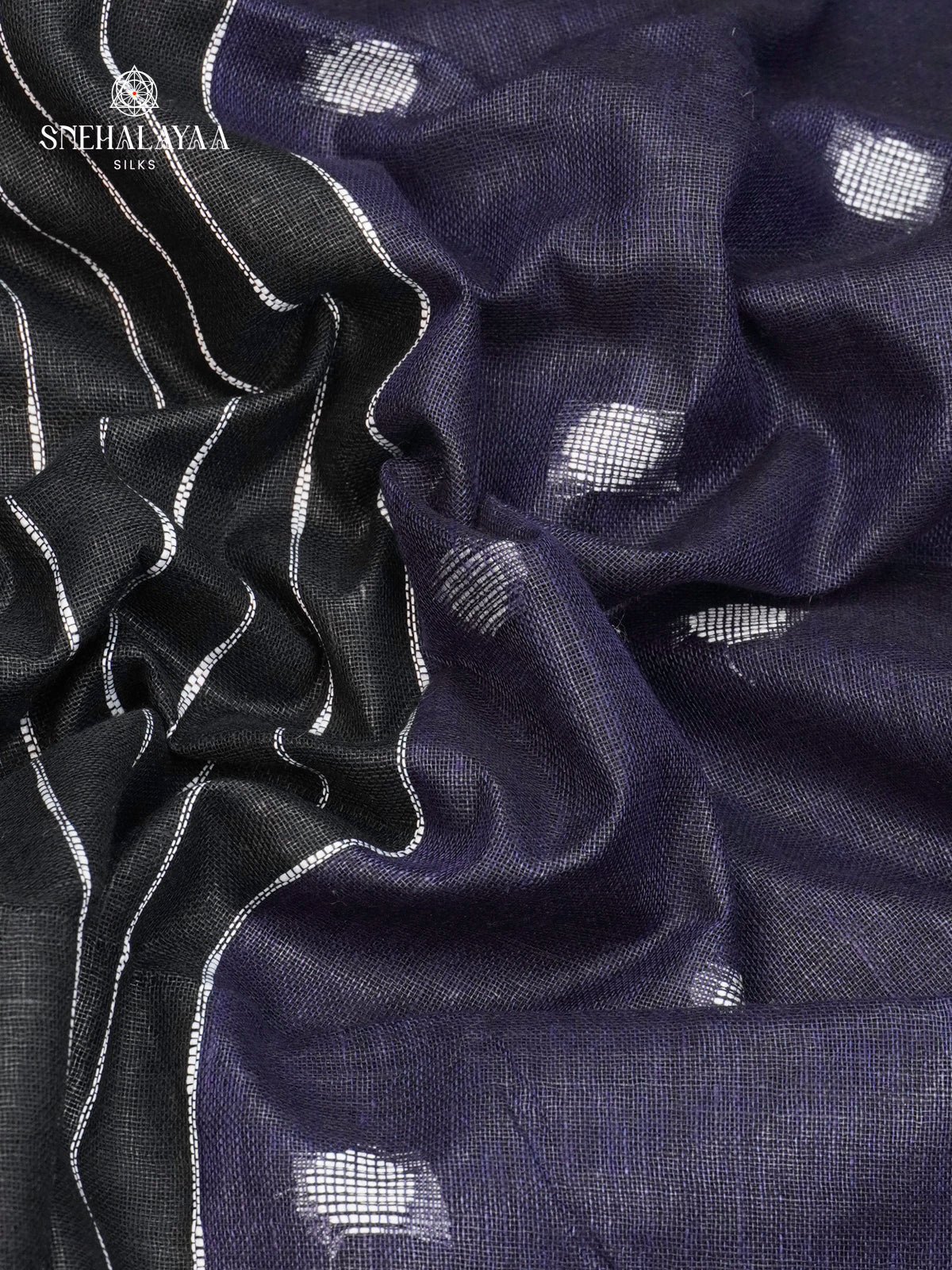 Navy Blue Linen Saree