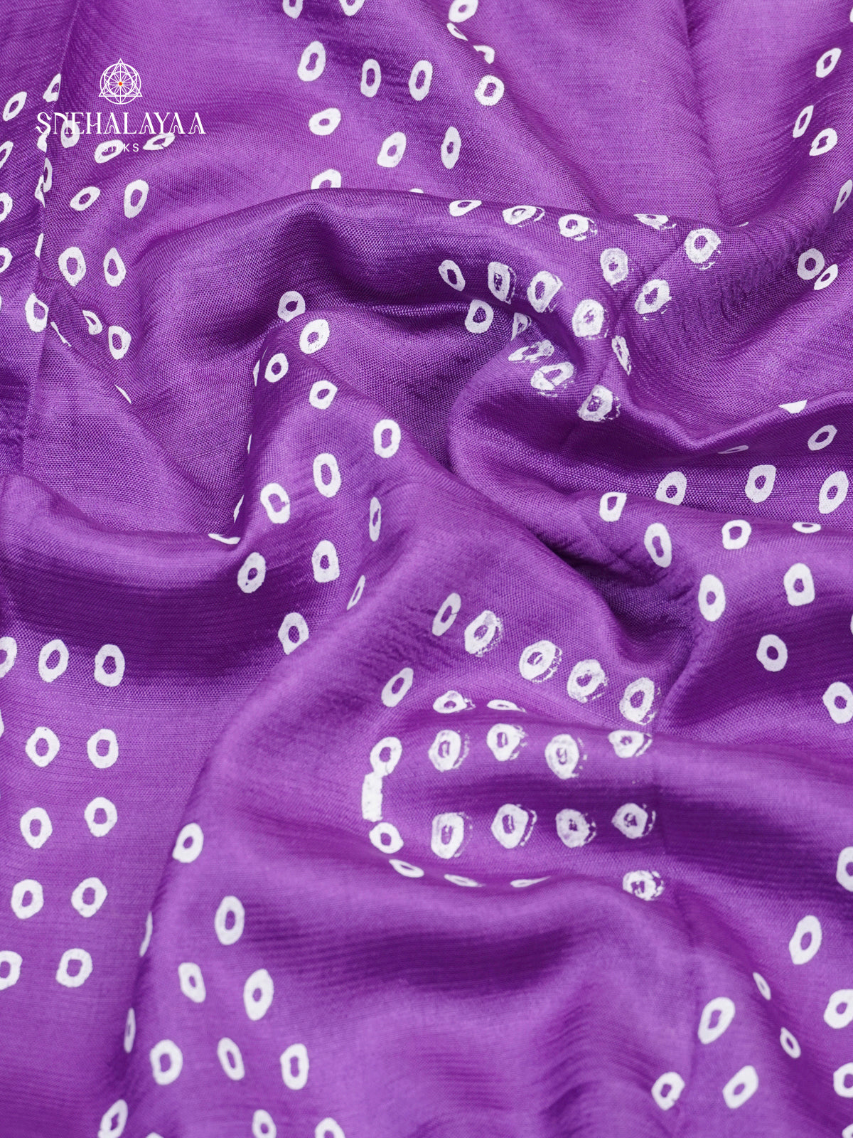 Purple Mangalagiri Silk Cotton Saree with Bandhani Design