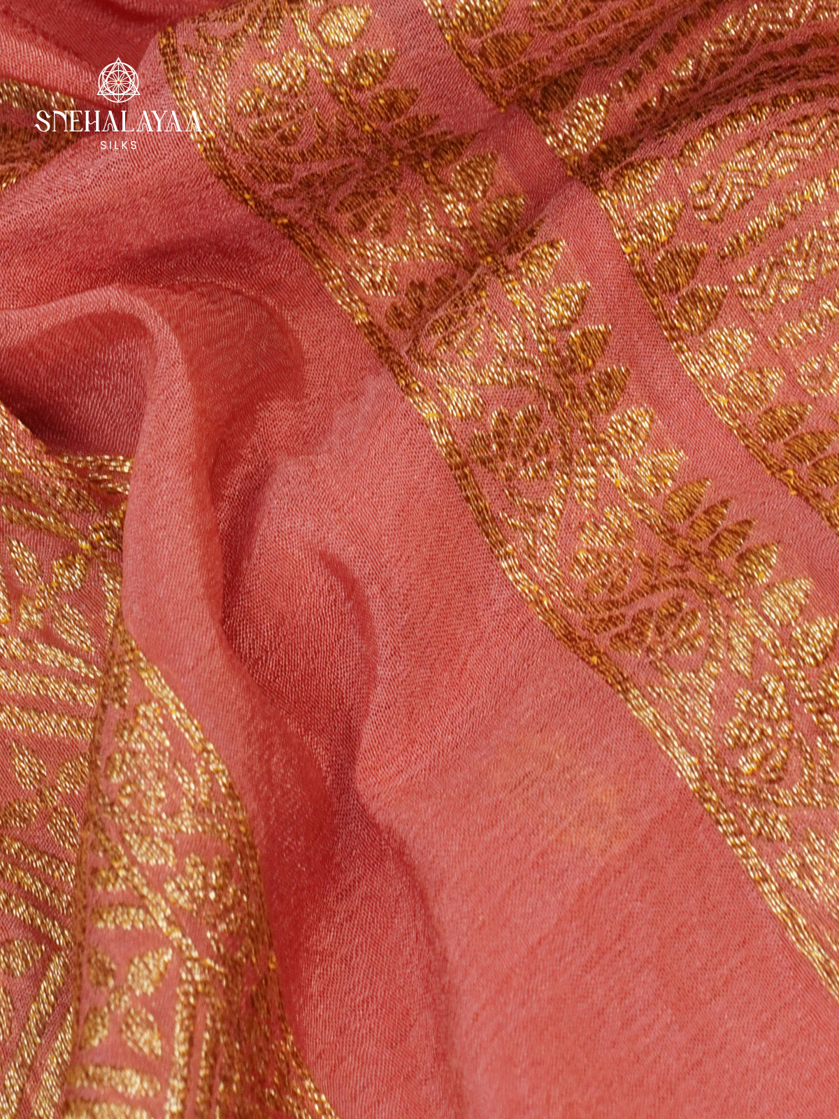Pale Pink Banaras Crepe Silk Saree