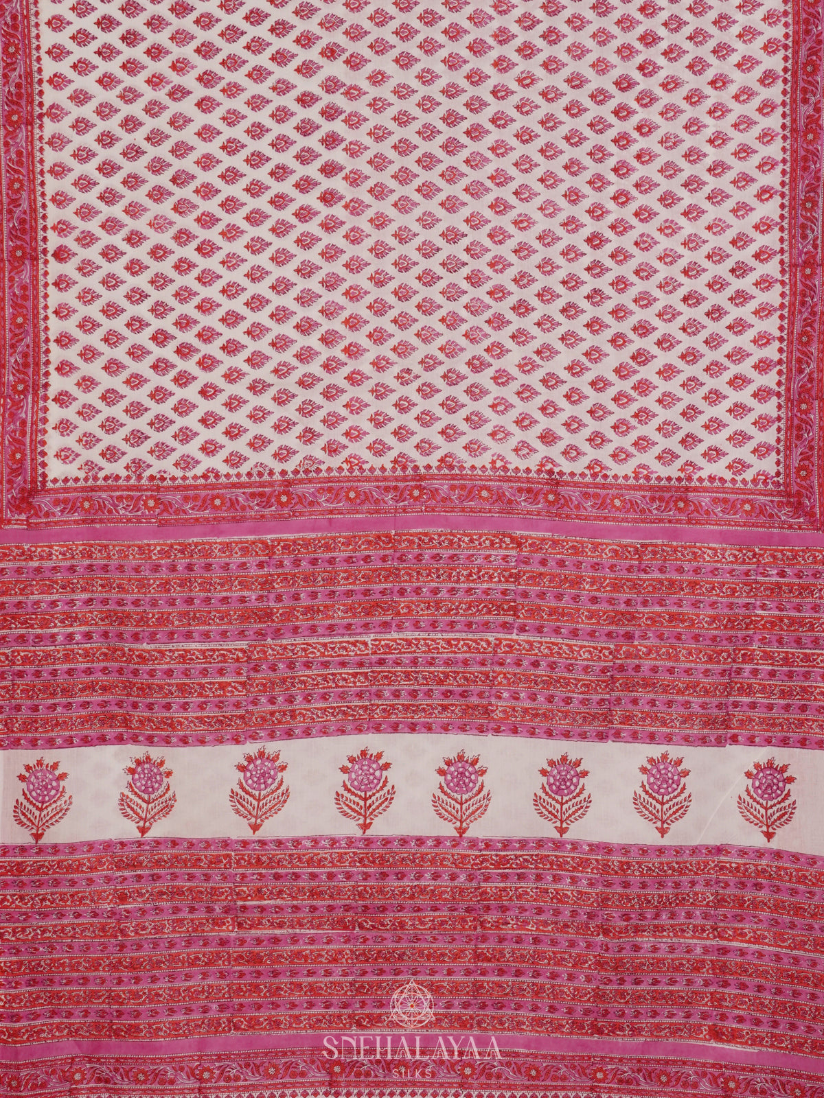 White Jaipur Cotton Saree