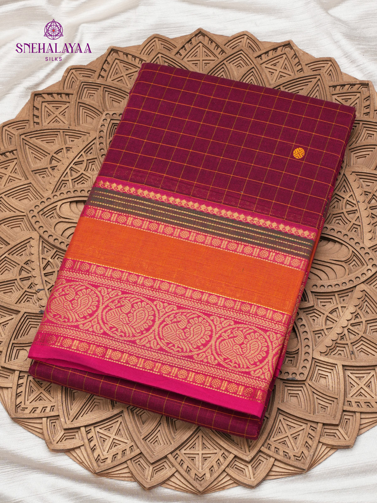 Maroon Chettinad Cotton Saree