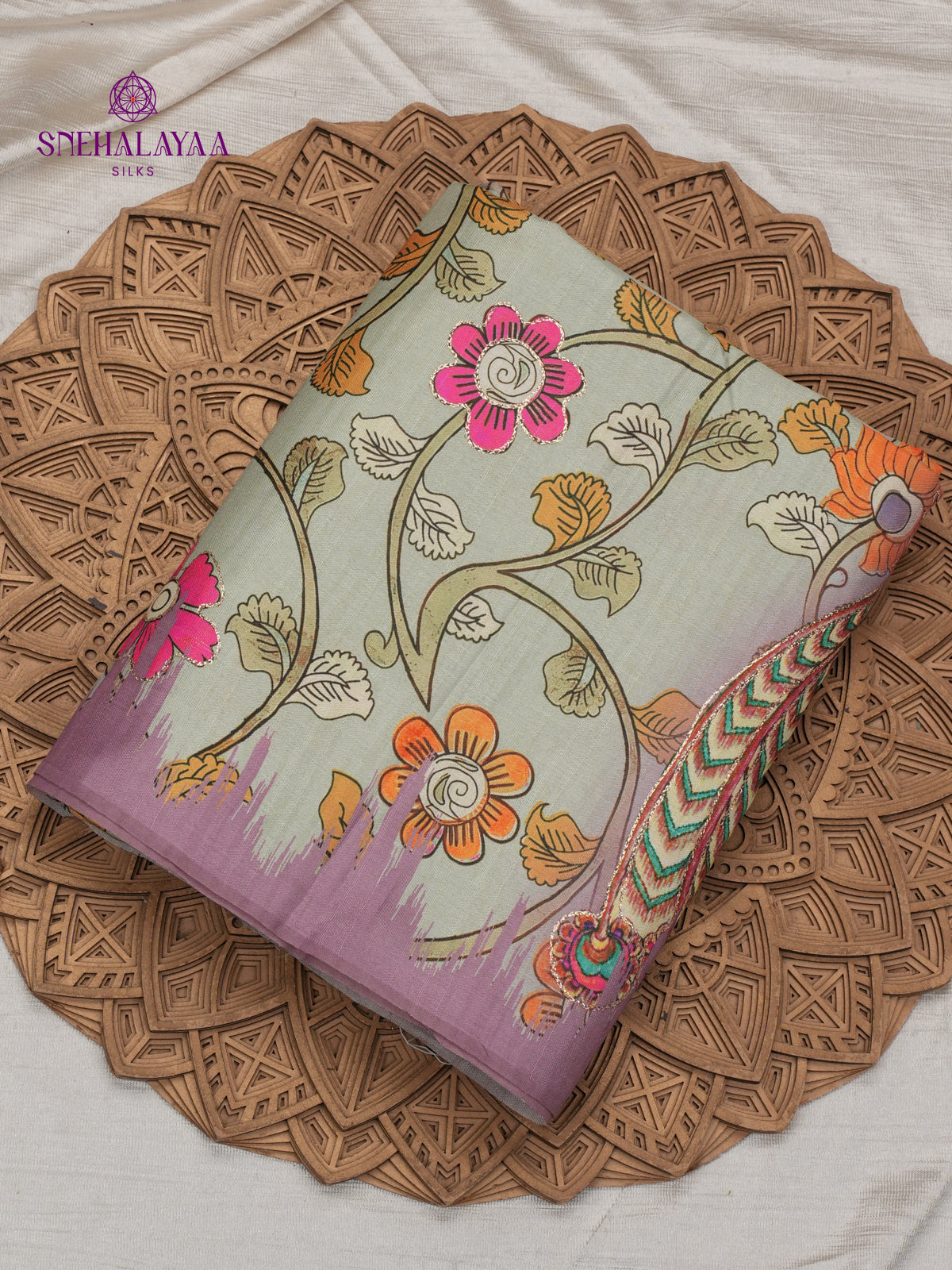 Pale Blue Tussar Embroidery Saree