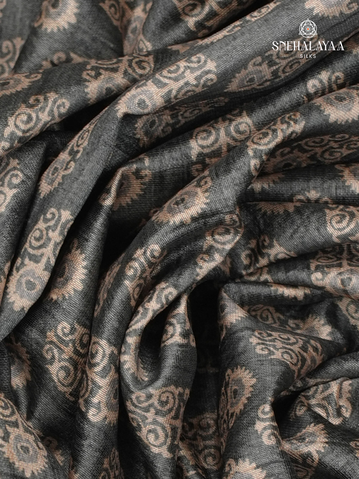 Grey Tussar Embroidery Saree