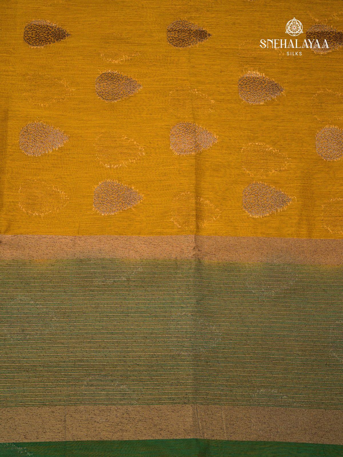 Mustard Banaras Jute Saree