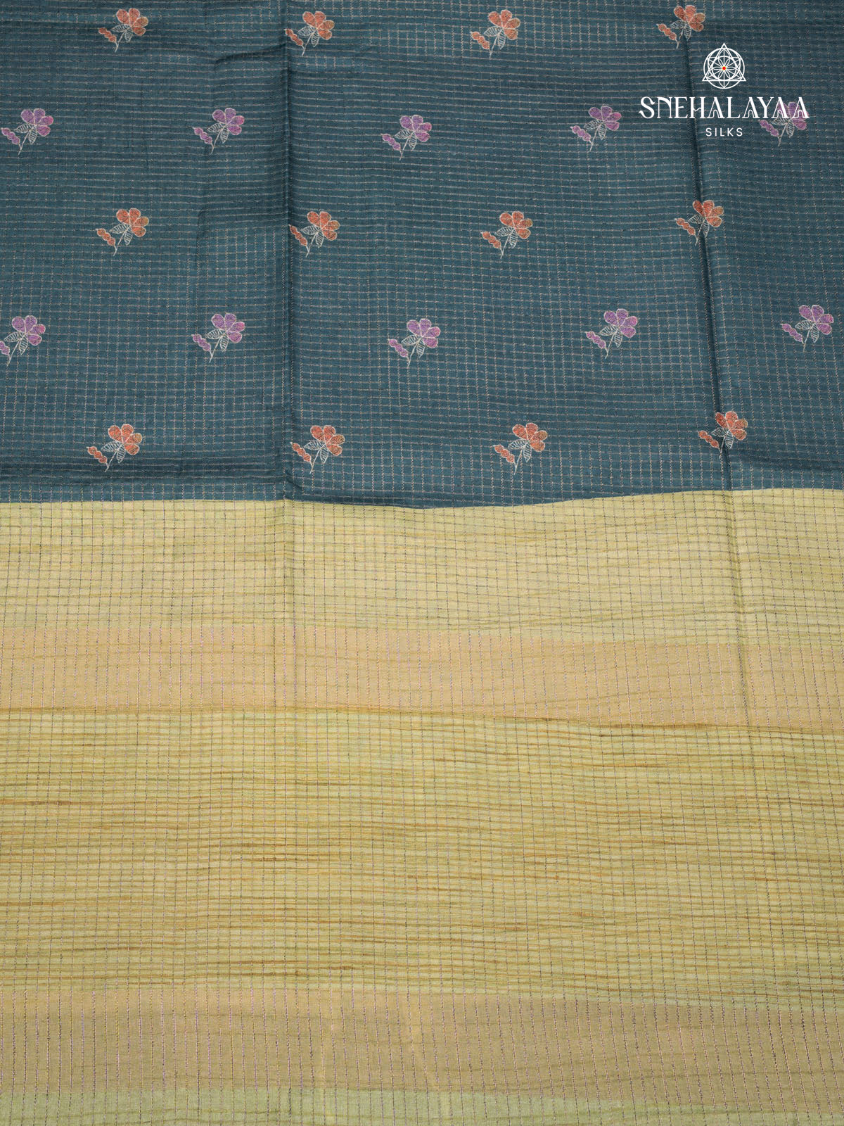 Teal Blue Tussar Saree