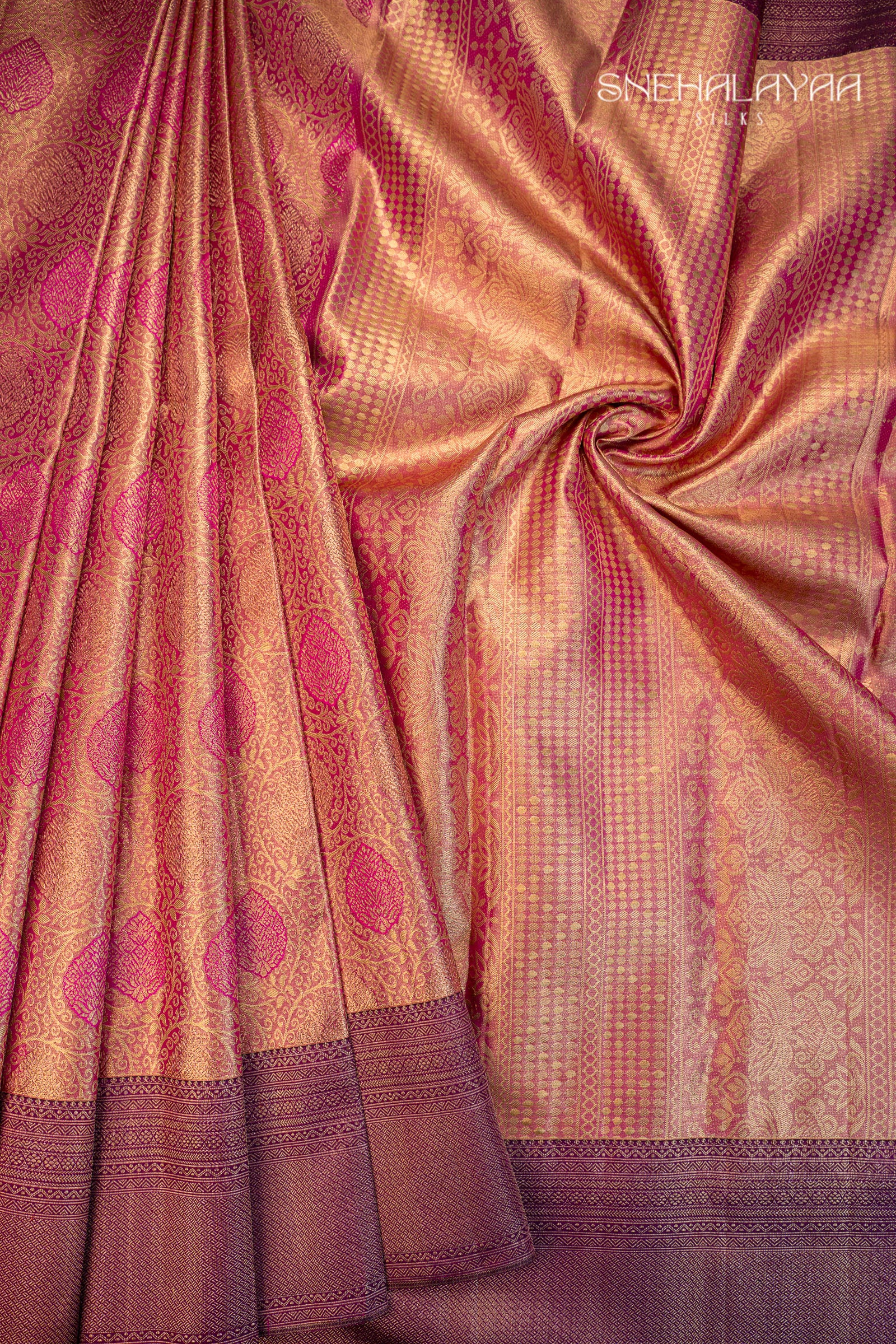 Pink Kancheevaram Tissue Silk Saree