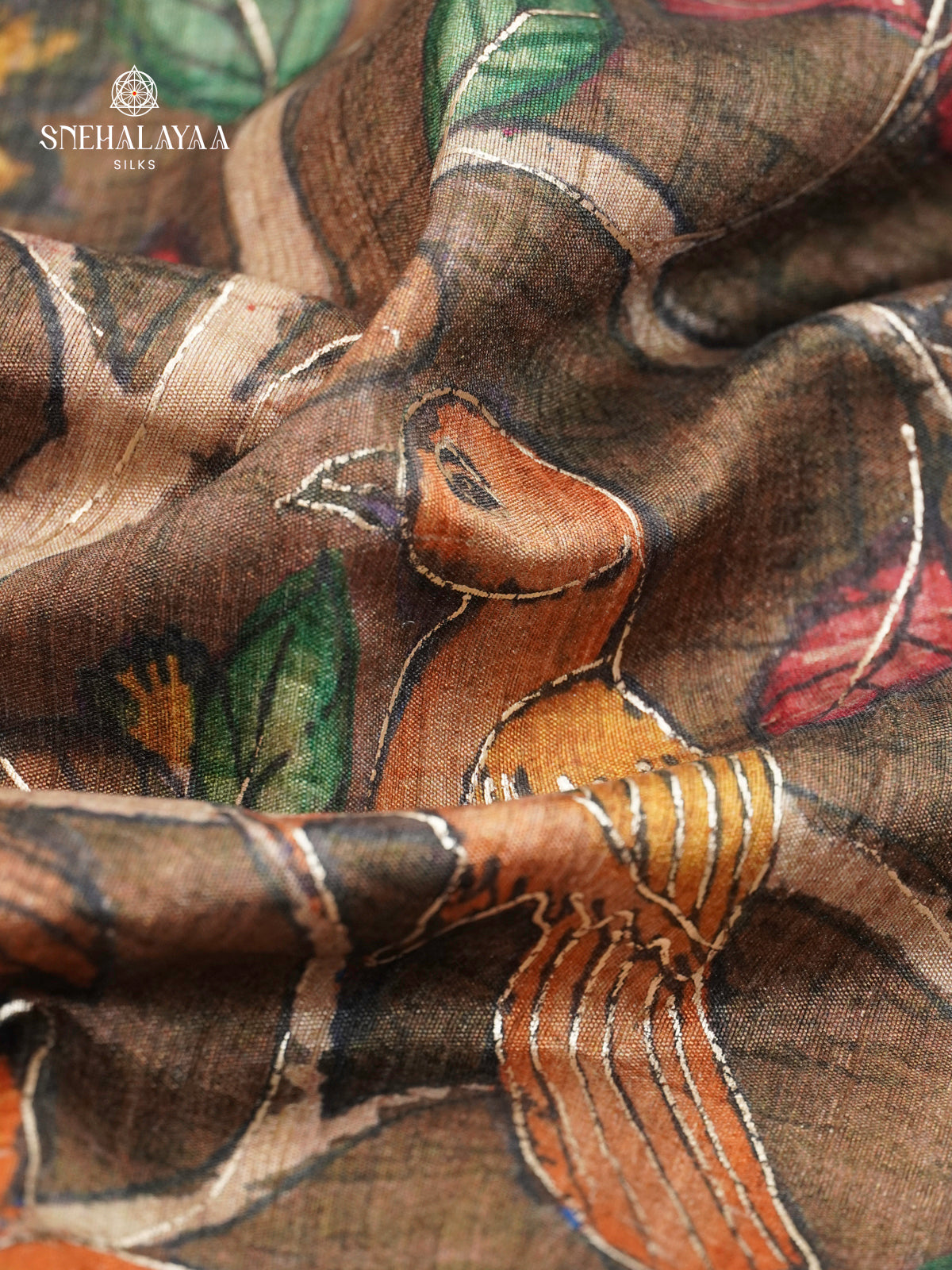 Brown Munga Tussar Saree