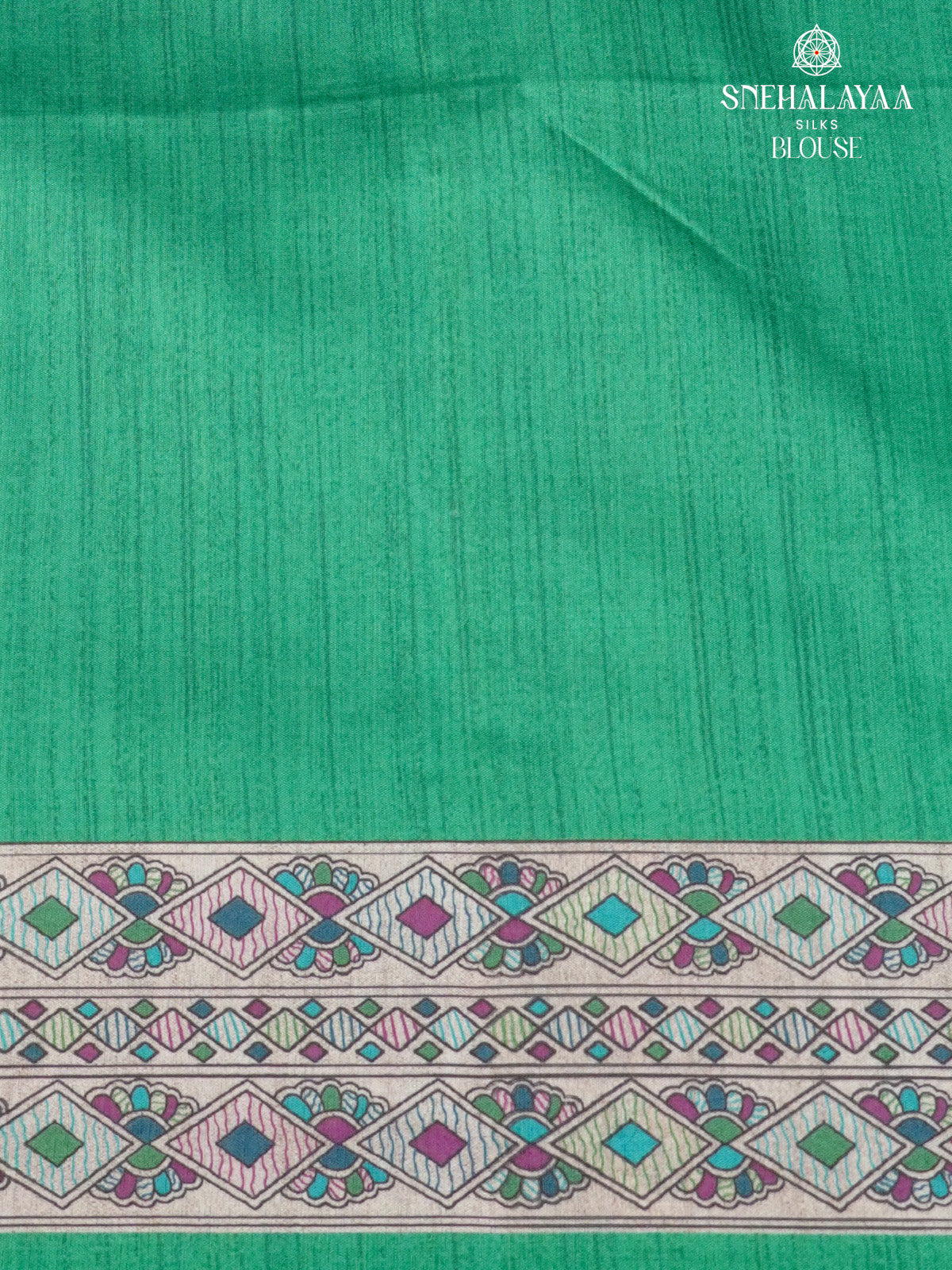 Beige With Green Border Madhubani Saree