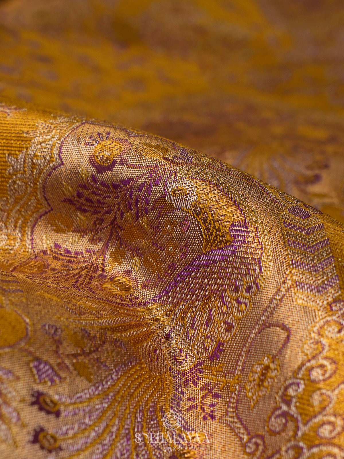 Mustard Yellow Kanjivaram Silk Saree