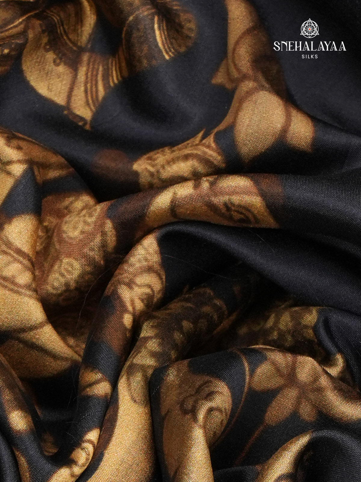 Black Chiniya Silk Saree