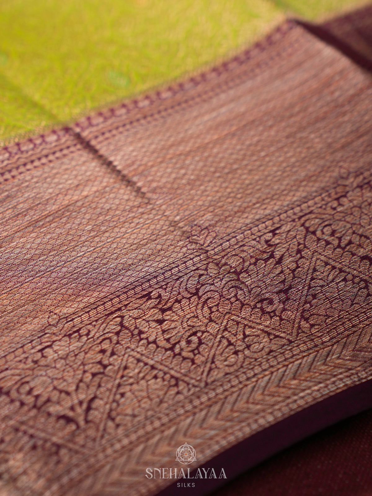 Lime Green Kanjivaram Silk Saree