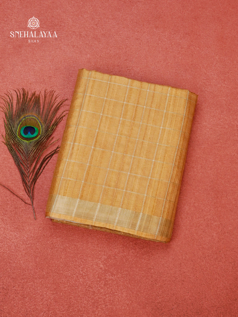 Mustard Tussar Saree