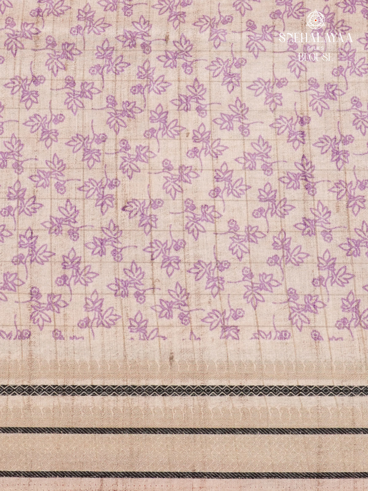 Purple Floral Printed Tussar Saree