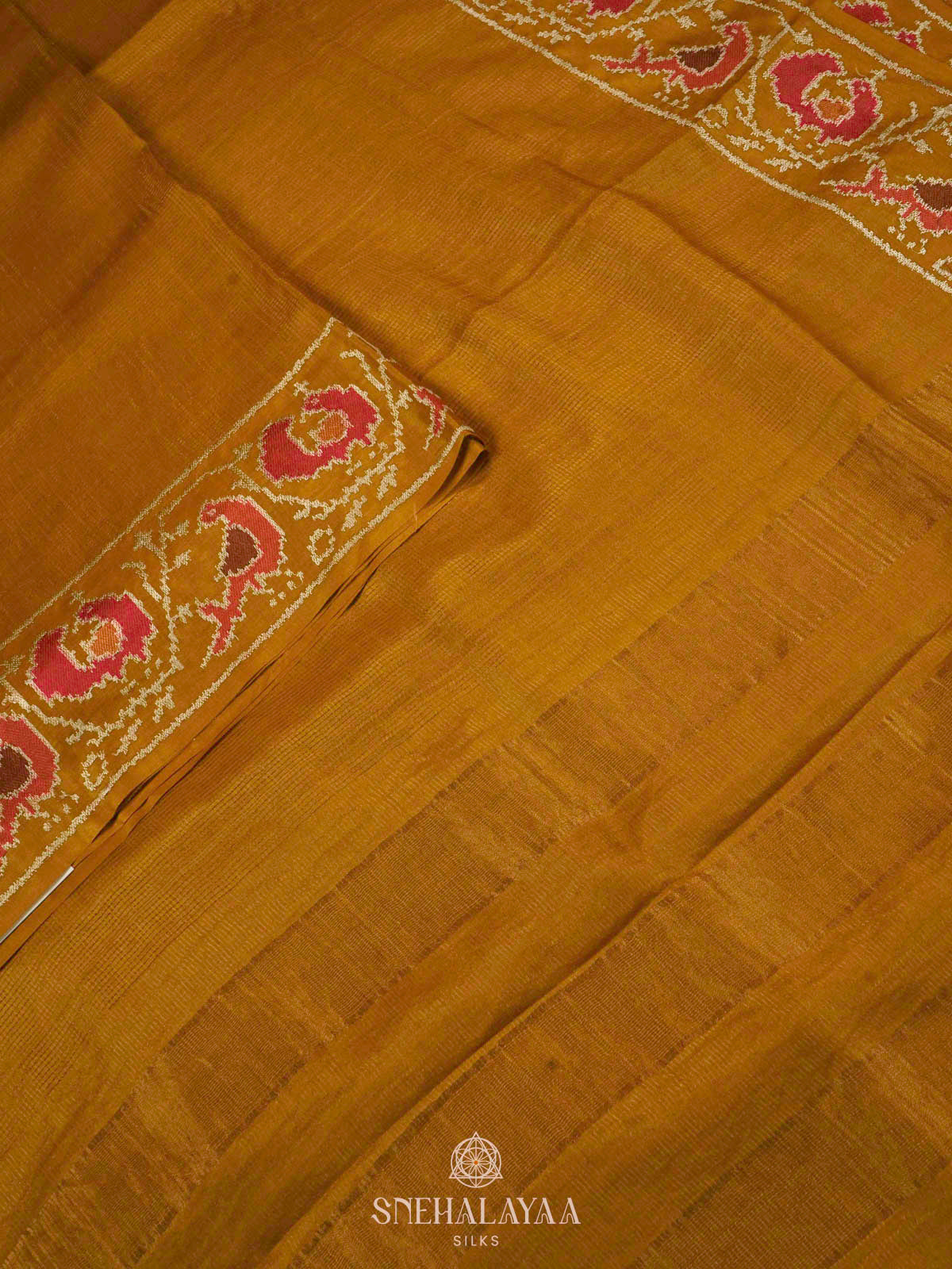 Mango Yellow Tussar Embroidery Saree