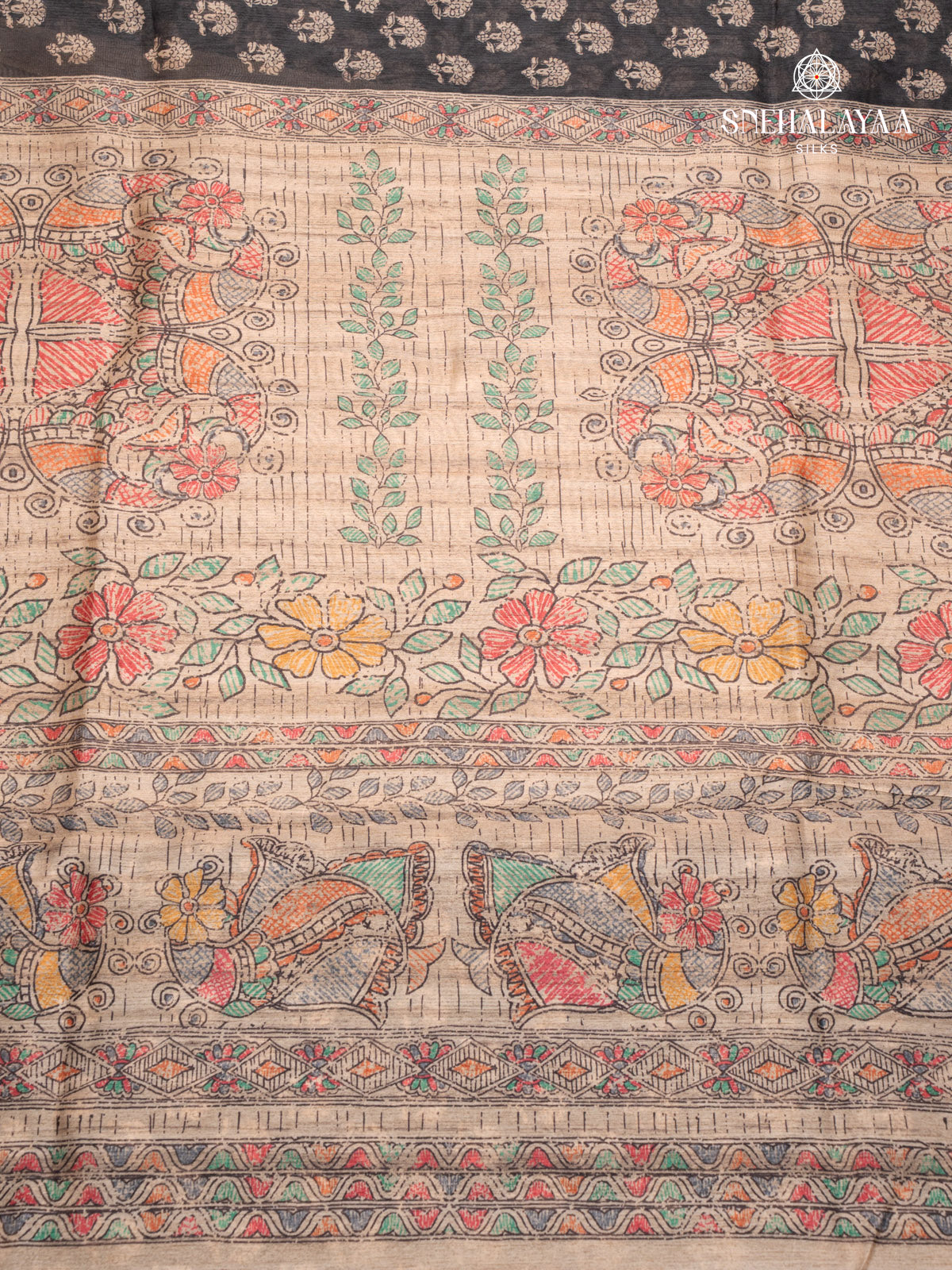 Black Munga Tussar Saree