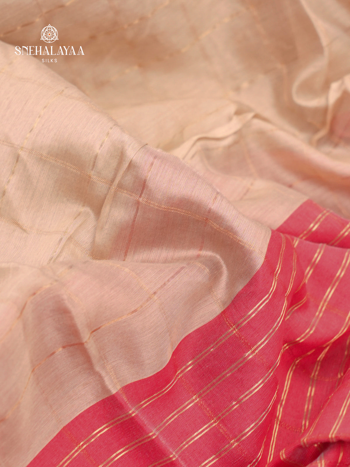 Beige Maheshwari Silk Cotton Saree