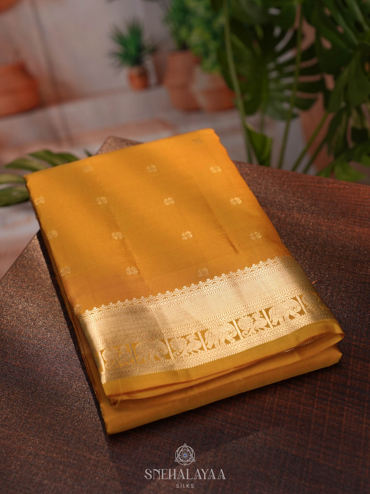 Golden Yellow Kanjivaram silk saree