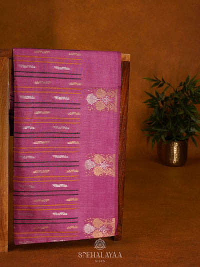 Pink Jute Saree