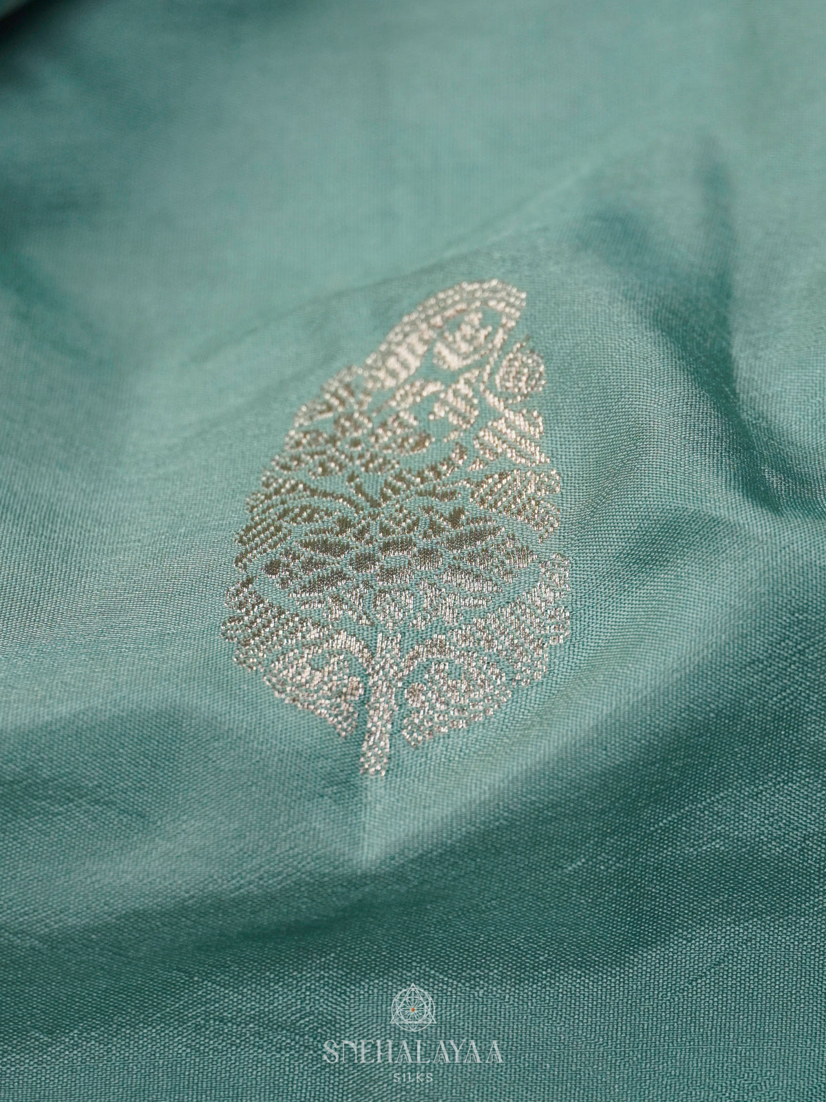 Ice Blue Satin Banaras Saree