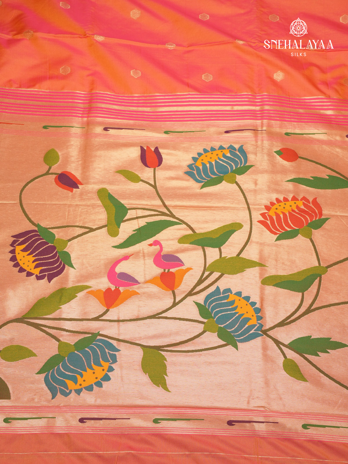 Rust Orange Banaras Paithani Saree