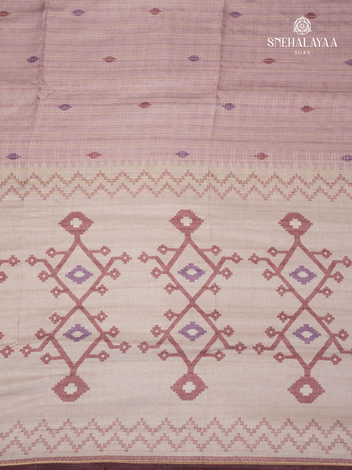 Pink Printed Tussar Saree