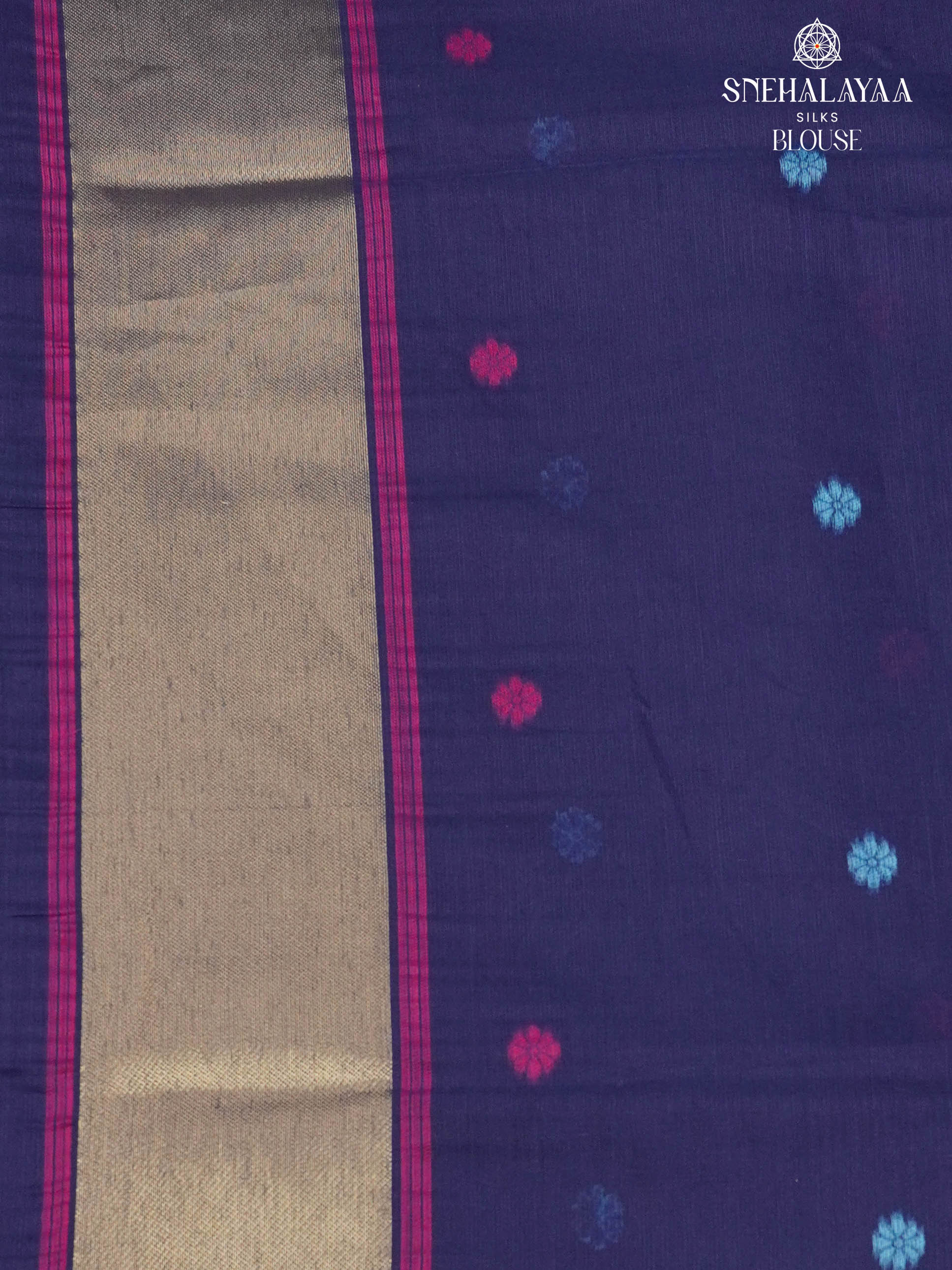 Navy Blue Munga Cotton Saree