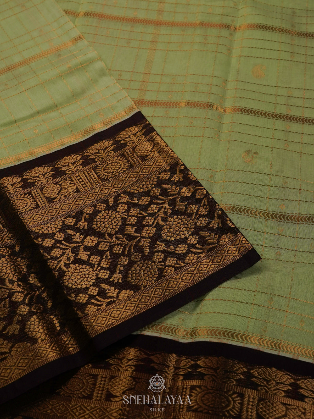 Pista Green Kuppadam Silk Cotton Saree with Rich Zari Pallu