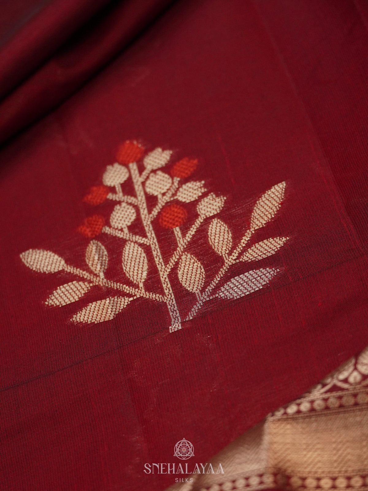 Maroon Banaras Silk Saree